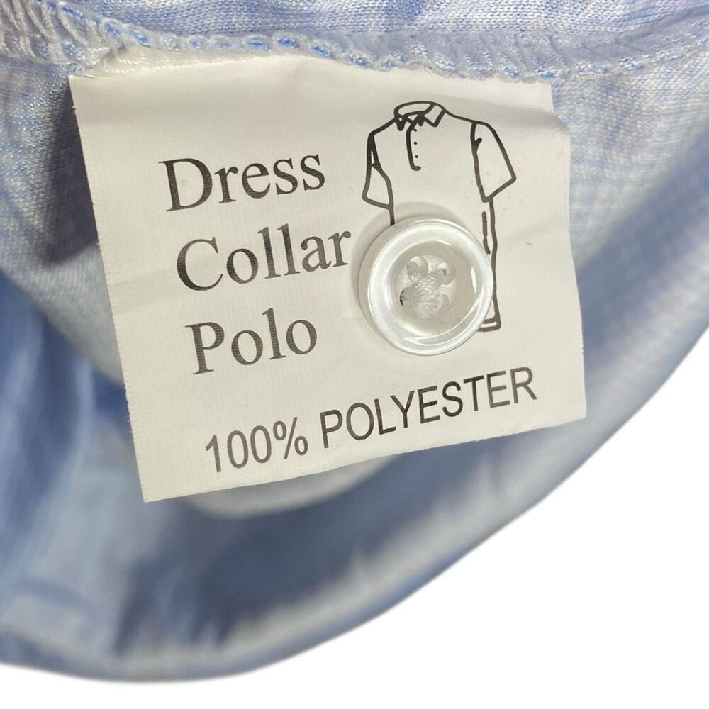 Collars & Co Polo Shirt Mens XL Blue Houndstooth Long Sleeve Dress Collar NWT - Picture 8 of 10